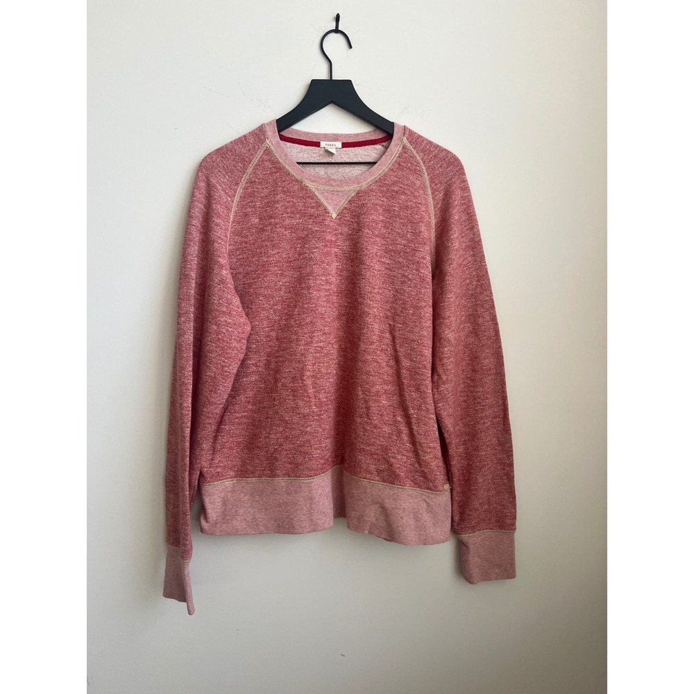 Fossil Crewneck Sweatshirt Men XL Red Marled Knit Long Sleeve Pullover Top casua